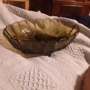 Vintage smoke glass serving dish